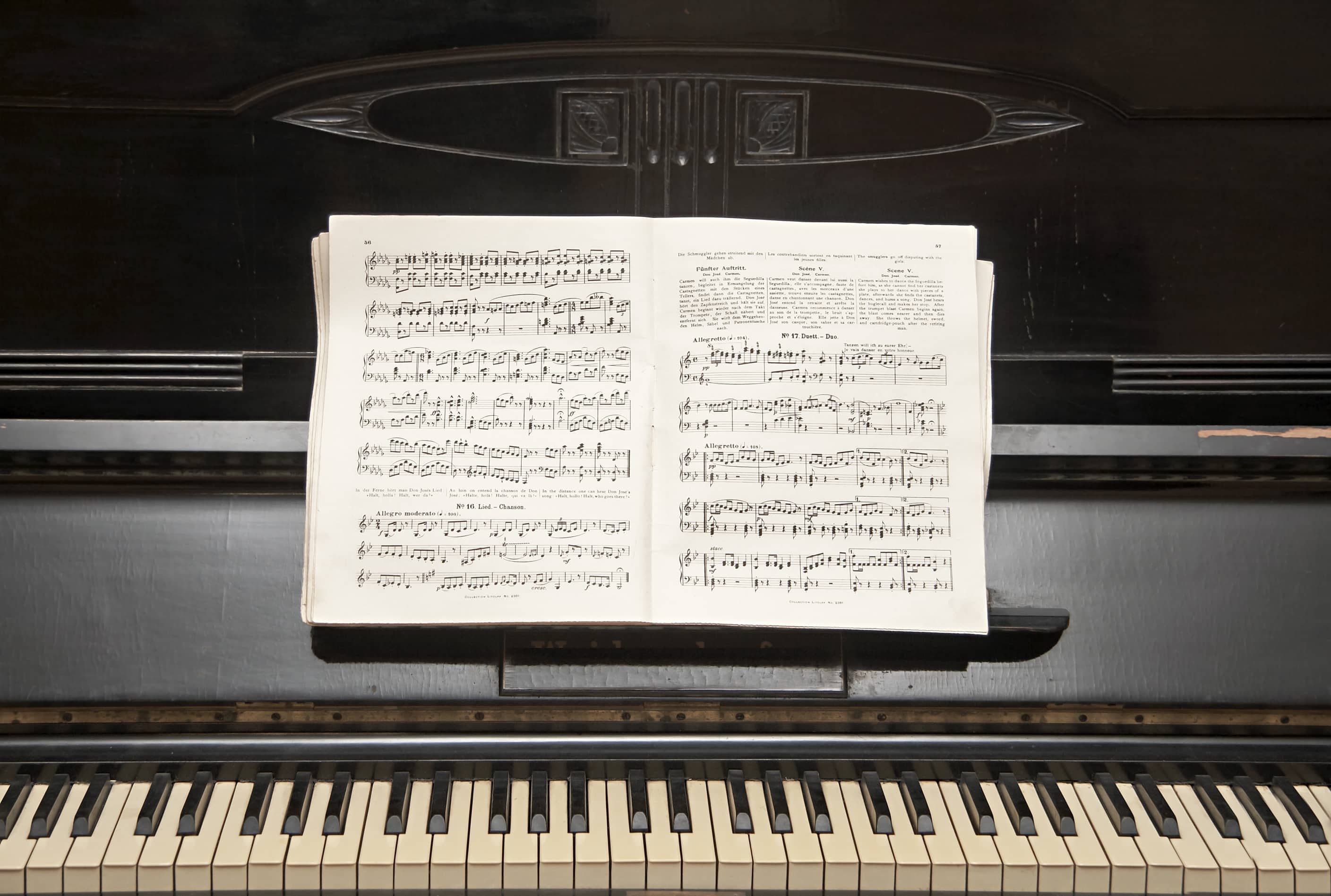 piano sheet music and close-up